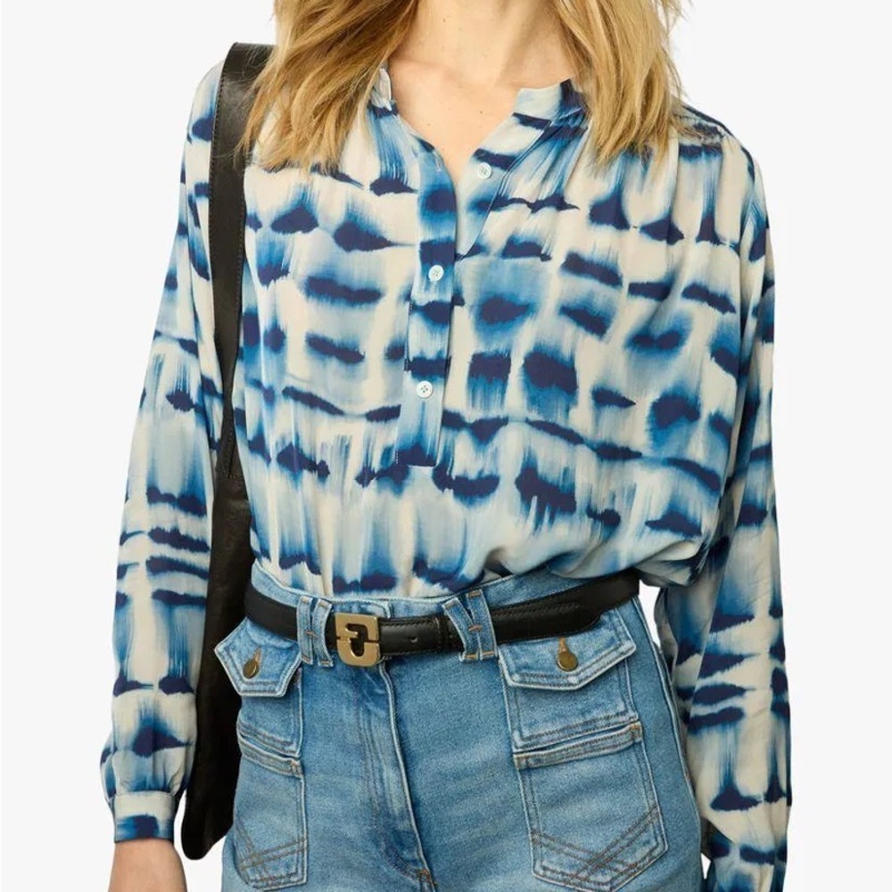 2/$250 Gerard Darel blue ombré Ambre long sleeve blouse shirt - Large (3) NWOT